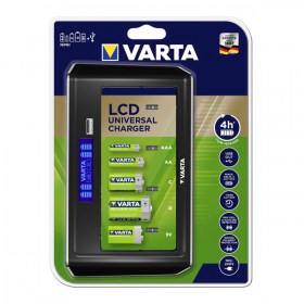 VARTA LCD Универсано зарядно за всякакъв размер батерии AAA, AA, C, D, 9V за 2 или 4 батерии от размери AAAAACD или 1 батерия 9V VARTA LCD Universal Charger